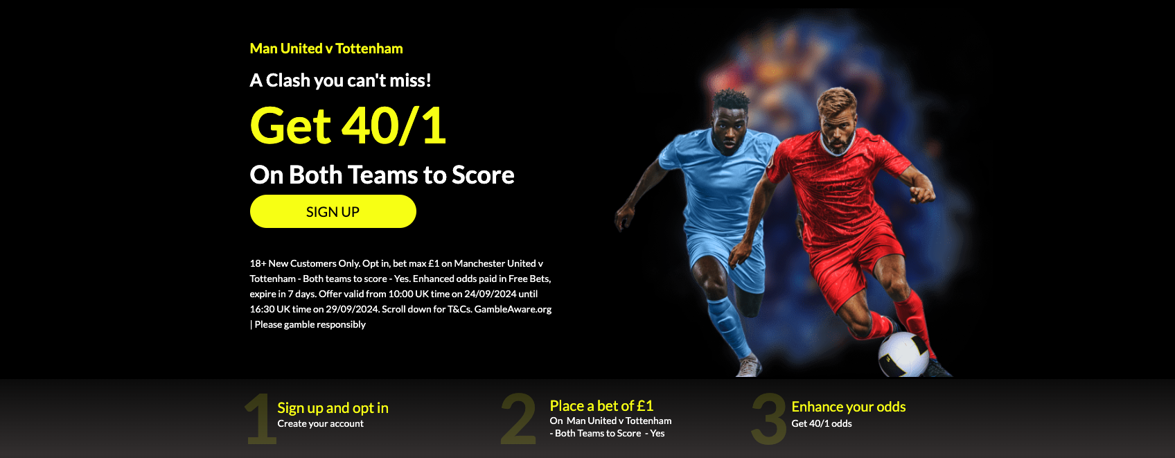 Parimatch Sign-Up Offer: Get 40/1 On both Teams To Score in Man Utd vs Tottenham